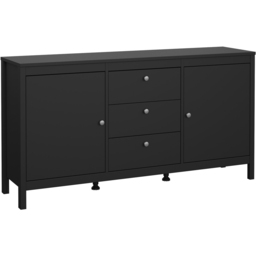 Florence Madrid 2 Door 3 Drawer Matt Black Sideboard - Size: 38 x 151 x 79cm - Wilko - thumbnail 3