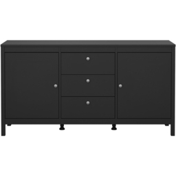 Florence Madrid 2 Door 3 Drawer Matt Black Sideboard - Size: 38 x 151 x 79cm - Wilko - thumbnail 4