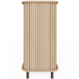 GFW Omari 2 Tambour Sliding Door Oak Slatted Compact Sideboard - Size: 85 x 80 x 40cm - Wilko - thumbnail 6