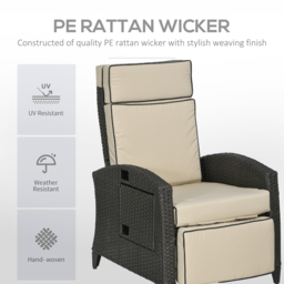 Outsunny Brown Outdoor Recliner Chair - Size: 75 x 68 x 52cm - Green - Wilko - thumbnail 6