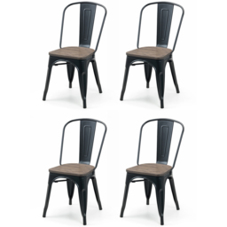 Julian Bowen Grafton Set of 4 Black Metal Dining Chair - Wilko - thumbnail 3