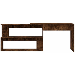 vidaXL 2 Shelf Rotatable Corner Office Desk Smoked Oak - Size: 76 x 200 x 50cm - Brown - Wilko - thumbnail 5