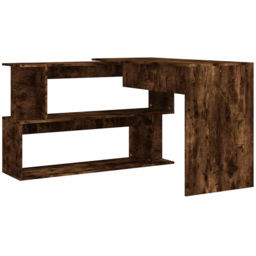 vidaXL 2 Shelf Rotatable Corner Office Desk Smoked Oak - Size: 76 x 200 x 50cm - Brown - Wilko - thumbnail 6