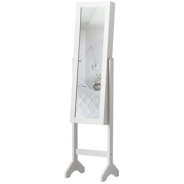 CARME Home Caitlyn Standing Full Length Jewellery Mirror Cabinet - Size: 18 x 114 x 47cm - White - Wilko - image 1