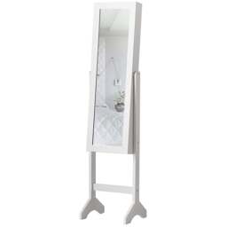 CARME Home Caitlyn Standing Full Length Jewellery Mirror Cabinet - Size: 18 x 114 x 47cm - White - Wilko - thumbnail 1