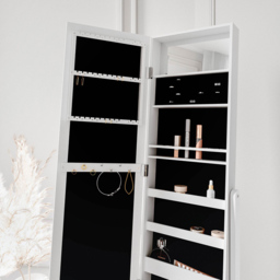 CARME Home Caitlyn Standing Full Length Jewellery Mirror Cabinet - Size: 18 x 114 x 47cm - White - Wilko - thumbnail 4