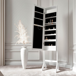CARME Home Caitlyn Standing Full Length Jewellery Mirror Cabinet - Size: 18 x 114 x 47cm - White - Wilko - thumbnail 3