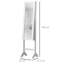 CARME Home Caitlyn Standing Full Length Jewellery Mirror Cabinet - Size: 18 x 114 x 47cm - White - Wilko - thumbnail 7