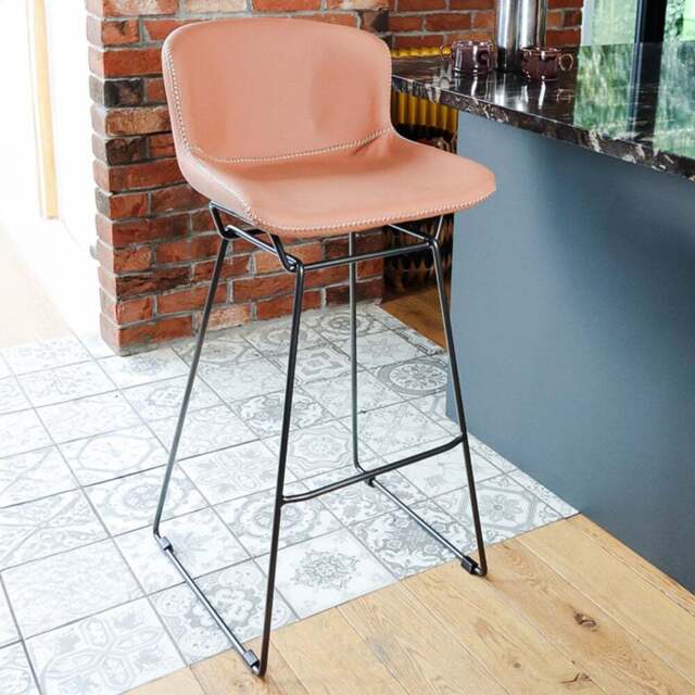 MMT Furniture Designs Tan PU Leather Retro Bar Stool with Sleigh Legs Set of 2 - Size: 99.5 x 50.5 x 47.5cm - Brown - Wilko - image 1