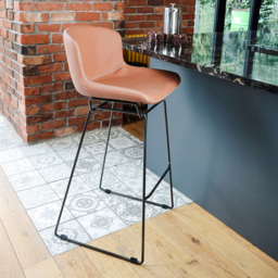 MMT Furniture Designs Tan PU Leather Retro Bar Stool with Sleigh Legs Set of 2 - Size: 99.5 x 50.5 x 47.5cm - Brown - Wilko - thumbnail 5