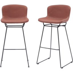 MMT Furniture Designs Tan PU Leather Retro Bar Stool with Sleigh Legs Set of 2 - Size: 99.5 x 50.5 x 47.5cm - Brown - Wilko - thumbnail 3