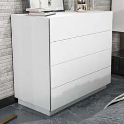 Decorotika Lines 4 Drawer White Chest of Drawers - Wilko - thumbnail 1