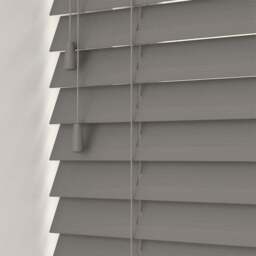 Caecus Faux Wood String Venetian Blind Dark Grey 150 x 200cm - Wilko