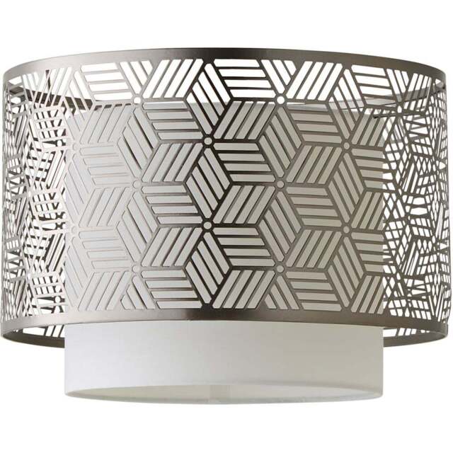 ValueLights Eugene Grey Geometric Drum Ceiling Lamp Shade - Size: 32 x 23 x 32cm - Wilko - image 1