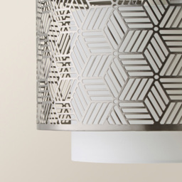 ValueLights Eugene Grey Geometric Drum Ceiling Lamp Shade - Size: 32 x 23 x 32cm - Wilko - thumbnail 5