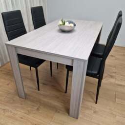 Kosy Koala 4 Seater Faux Leather Arrow Design Dining Set Grey and Black - Portland - Wilko