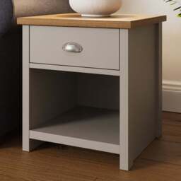 GFW Lancaster Single Drawer Single Shelf Grey Lamp Table - Size: 45 x 45 x 50cm - Wilko