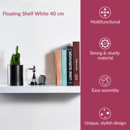 Innoteck 40cm High Gloss White Floating Shelf - Size: 3.8 x 40 x 23.5cm - Wilko - thumbnail 5