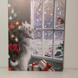 Samuel Alexander Snowtime Festive Dog and Robin Christmas Light Up Wall Art 30 x 40cm - Size: 40 x 30 x 30cm - Multi - Wilko - thumbnail 6