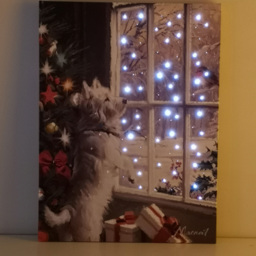 Samuel Alexander Snowtime Festive Dog and Robin Christmas Light Up Wall Art 30 x 40cm - Size: 40 x 30 x 30cm - Multi - Wilko - thumbnail 4