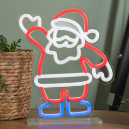 Samuel Alexander Multicolour LED Waving Santa Table Top Neon Sign 25 x 21cm - Size: 25 x 21 x 2cm - Multi-Coloured - Wilko