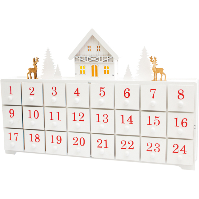 St Helens White Christmas Wooden Advent Calendar - Size: 275 x 430 x 65cm - Wilko - image 1