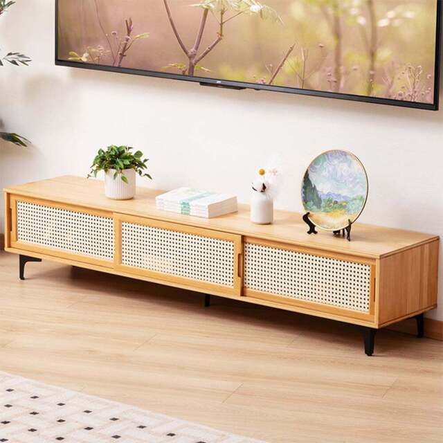 H&O Direct 3 Sliding Door Modern Wooden TV Stand - Size: 32.5 x 160 x 33cm - Cream - Wilko - image 1