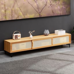 H&O Direct 3 Sliding Door Modern Wooden TV Stand - Size: 32.5 x 160 x 33cm - Cream - Wilko - thumbnail 6