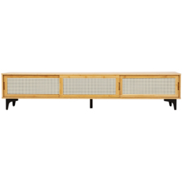 H&O Direct 3 Sliding Door Modern Wooden TV Stand - Size: 32.5 x 160 x 33cm - Cream - Wilko - thumbnail 3
