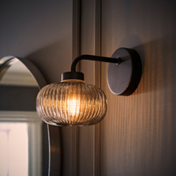 ValueLights Amaia Matt Black Smoked Ribbed Glass LED Wall Light - Size: 15 x 12.5 x 17.5cm - Wilko - thumbnail 7