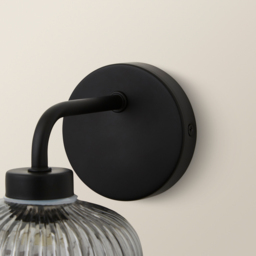 ValueLights Amaia Matt Black Smoked Ribbed Glass LED Wall Light - Size: 15 x 12.5 x 17.5cm - Wilko - thumbnail 4