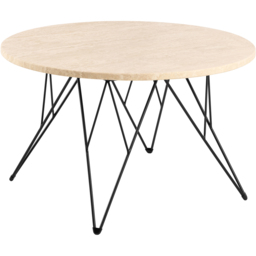 Florence Prunus Matt Beige Round Coffee Table with Black Steel Base - Size: 46.4 x 80 x 80cm - Multi - Furniture To Go - Wilko - thumbnail 3