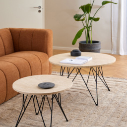 Florence Prunus Matt Beige Round Coffee Table with Black Steel Base - Size: 46.4 x 80 x 80cm - Multi - Furniture To Go - Wilko - thumbnail 7