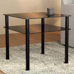 AVF Classic Black Glass Side Table - Size: 60 x 60 x 55cm - Wilko