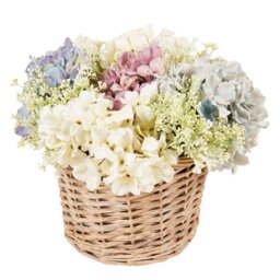 Hydrangea and Gypsophila Floral Basket - Multicolour - Wilko