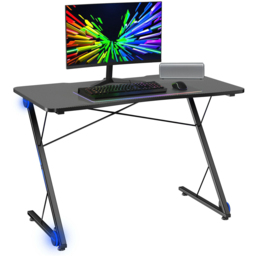Costway Z Shaped Ergonomic Gaming Desk with Blue Lights - Size: 120 x 76 x 12cm - Cream - Wilko - thumbnail 4