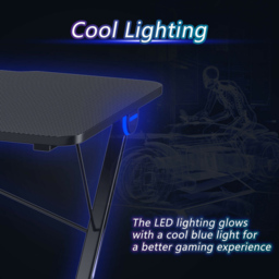 Costway Z Shaped Ergonomic Gaming Desk with Blue Lights - Size: 120 x 76 x 12cm - Cream - Wilko - thumbnail 7