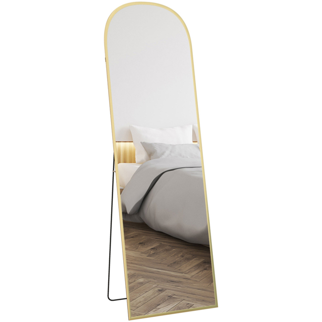 HOMCOM Gold Aluminium Alloy Full Length Mirror 161.5 x 50cm - Size: 58 x 5 x 170cm - Wilko - image 1