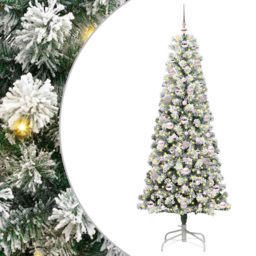 vidaXL Pre-Lit Warm White LED and Pink Baubles Snow Flocked Artificial Christmas Tree 5.9ft - Green - Wilko - thumbnail 3