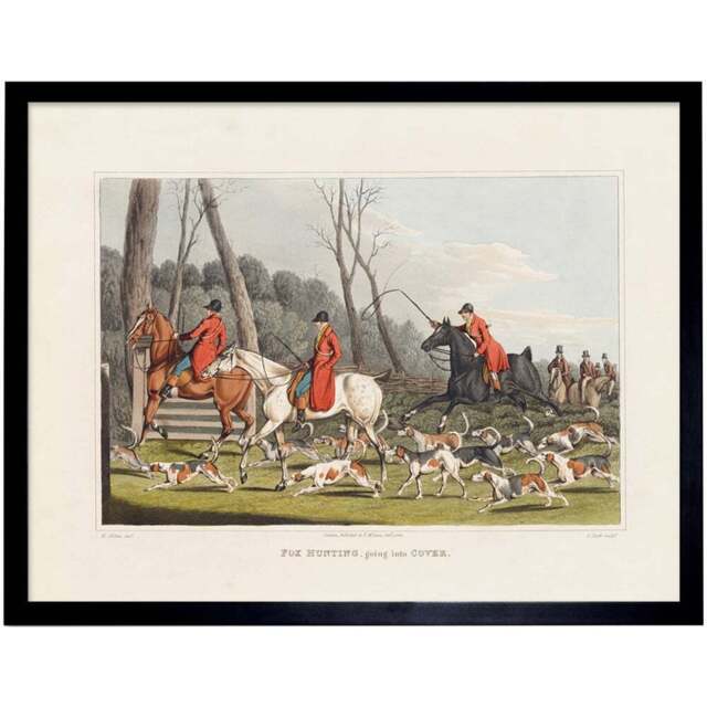 Artery8 John Heaviside Clark Fox Hunting Into Cover Framed Wall Art Print 30 x 41cm - Size: 43.3 x 33.3 x 1.5cm - Multi - Wilko - image 1