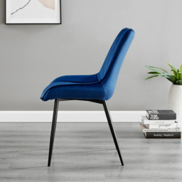 Furniturebox Arona Cesano 4 Seater Round Dining Set Navy and Black - Blue - Wilko - thumbnail 5