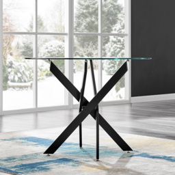 Furniturebox Arona Cesano 4 Seater Round Dining Set Navy and Black - Blue - Wilko - thumbnail 3