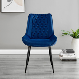 Furniturebox Arona Cesano 4 Seater Round Dining Set Navy and Black - Blue - Wilko - thumbnail 4