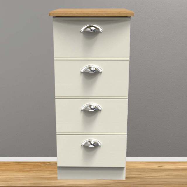Crowndale Victoria 4 Drawer Cream Ash and Oak Bedside Cabinet - Wilko - image 1