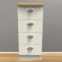 Crowndale Victoria 4 Drawer Cream Ash and Oak Bedside Cabinet - Wilko - thumbnail 1