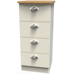 Crowndale Victoria 4 Drawer Cream Ash and Oak Bedside Cabinet - Wilko - thumbnail 5