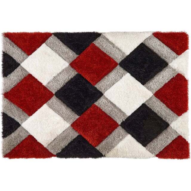 Origins 3D GEO Red Shaggy Rug 160 x 230cm - Origins Rugs - Wilko - image 1