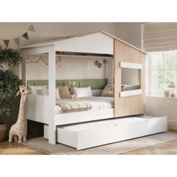 Flair Dreamland White and Oak Play House Bed Frame with Trundle - Size: Single - Wilko - thumbnail 5