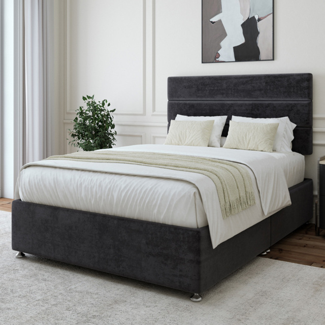 Bedmaster Double Black Naples Velvet Divan Base - Wilko - image 1