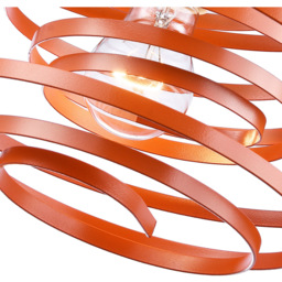 Happy Homewares Double Ribbon Spiral Swirl Orange Gloss Metal Ceiling Light - Size: 35 x 23 x 23cm - Wilko - thumbnail 6